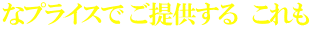 なプライスで ご提供する　これも